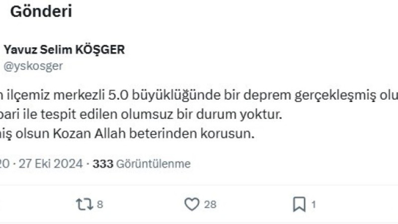 Vali Köşger’den olumsuz bir durum yok mesajı